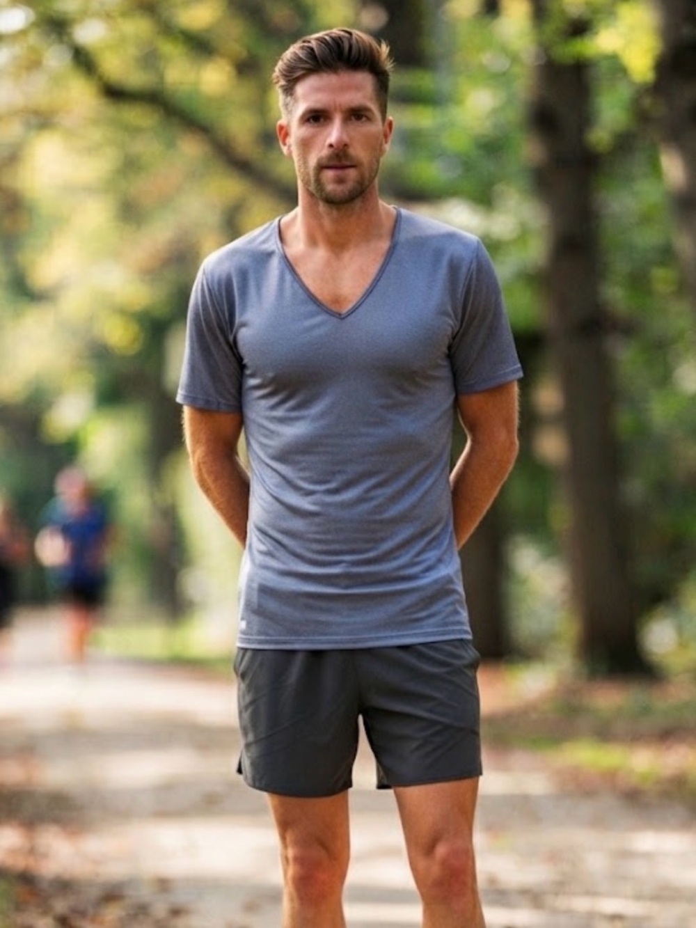 Uniqlo Men's Short-Sleeve V-Neck Tee in Slate Blue